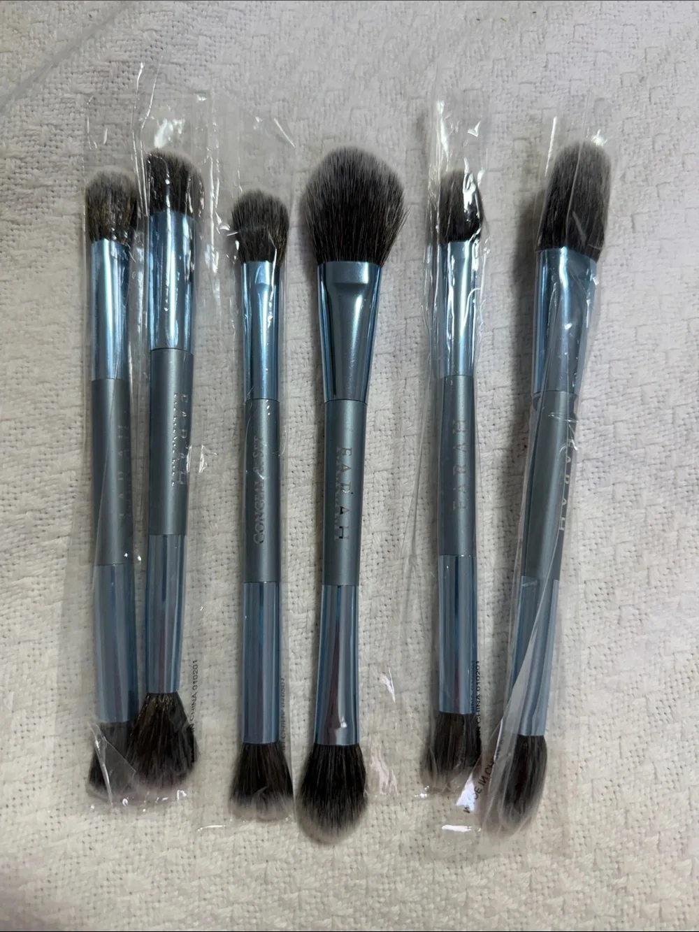 Blue Dual-Ended Face & Eye Brush Set for Women Makeup